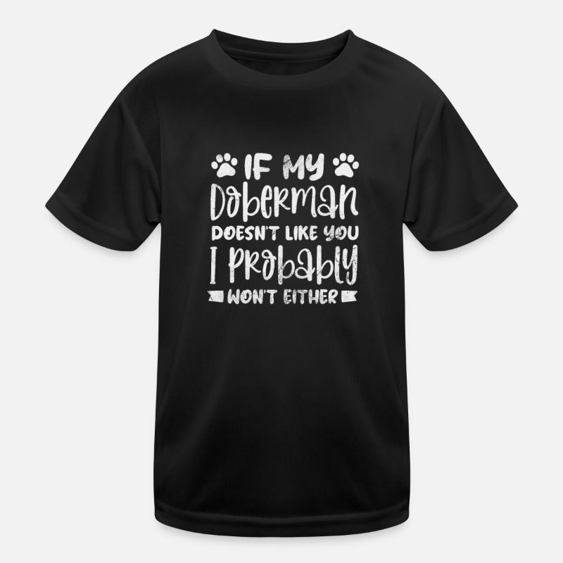 Dobermann - Kinder Funktions-T-Shirt - Schwarz