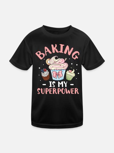 Cupcake Muffin Baking Gift - Kids Functional T-Shirt - black - Front