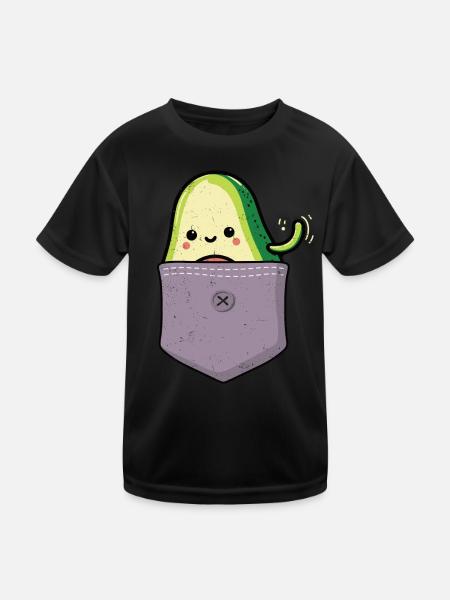Avocado - Kinder Funktions-T-Shirt - Schwarz - Vorne