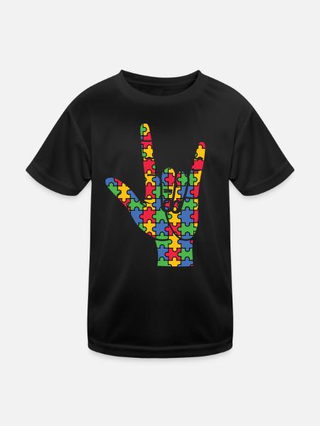 Autismus Awareness Day Autist Geschenk - Kinder Funktions-T-Shirt - Schwarz - Vorne