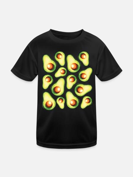 Avocado Guacamole Vegan Gift - Kids Functional T-Shirt - black - Front
