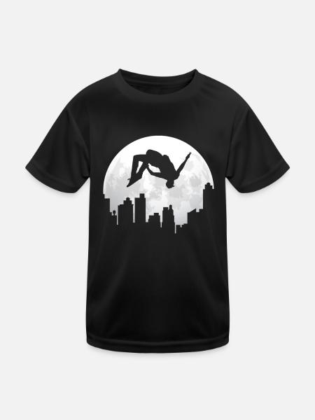 Parkour Parkur Parcur Sport Geschenk - Kinder Funktions-T-Shirt - Schwarz - Vorne
