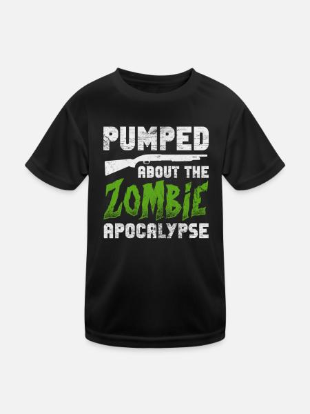 Zombie - Kinder Funktions-T-Shirt - Schwarz - Vorne