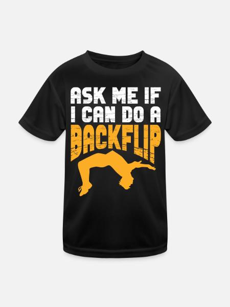 Backflip Salto Acrobatics Parkour Gymnastics Gift - Kids Functional T-Shirt - black - Front