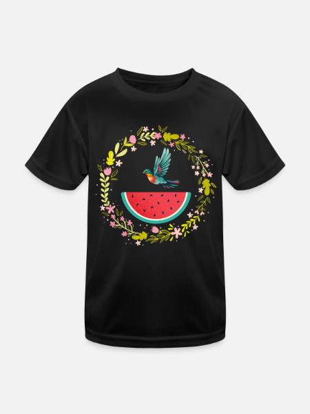 Melon pastèque Fruit d’été Cadeau végétalien - T-shirt sport Enfant - noir - Devant
