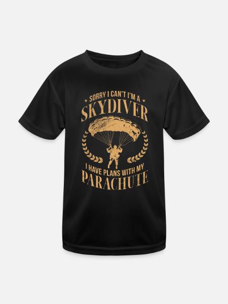 Skydive - Kinder Funktions-T-Shirt - Schwarz - Vorne