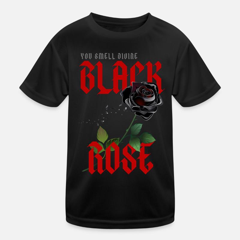 Divine Black Rose Kids Functional T-Shirt