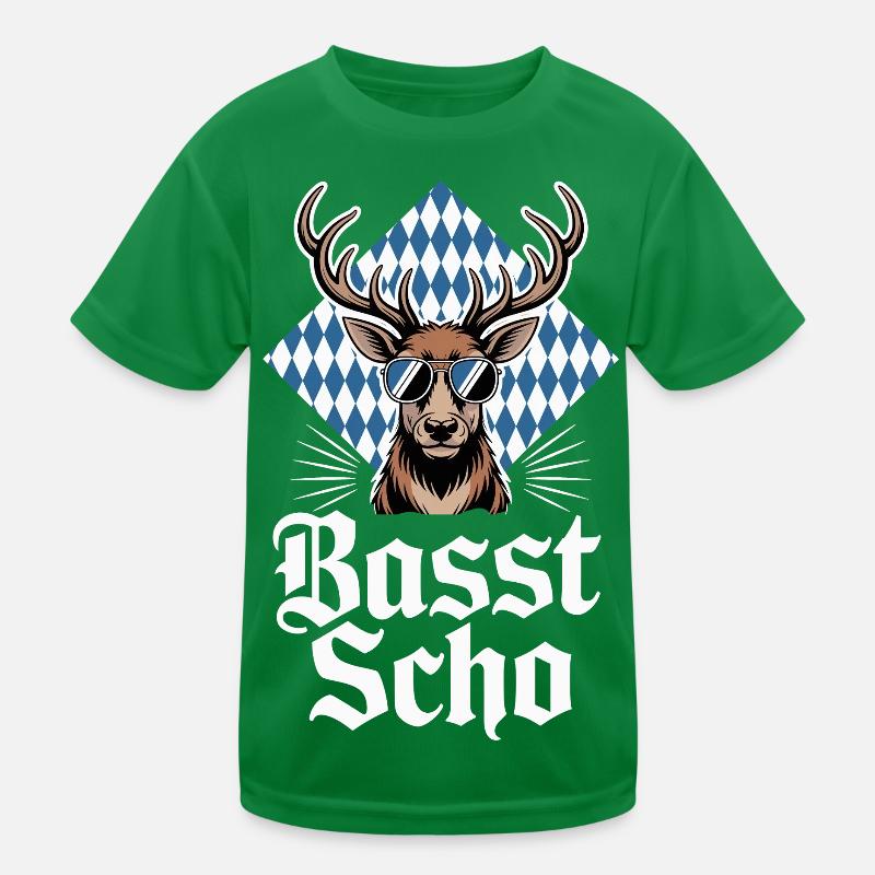Moose Bavarian Deer Sunglasses Basst Scho Kids Functional T-Shirt