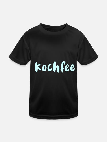 Kochfee, Schürze, kochschürze, schrift, koch, köch - Kinder Funktions-T-Shirt - Schwarz - Vorne