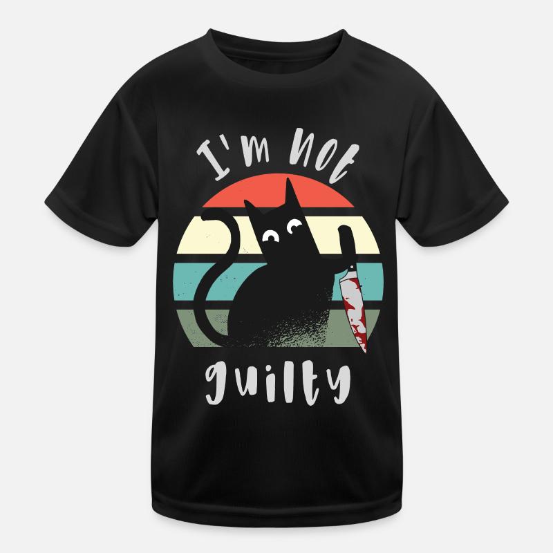Ich bin unschuldig, Katze mit Messer Kinder Funktions-T-Shirt
