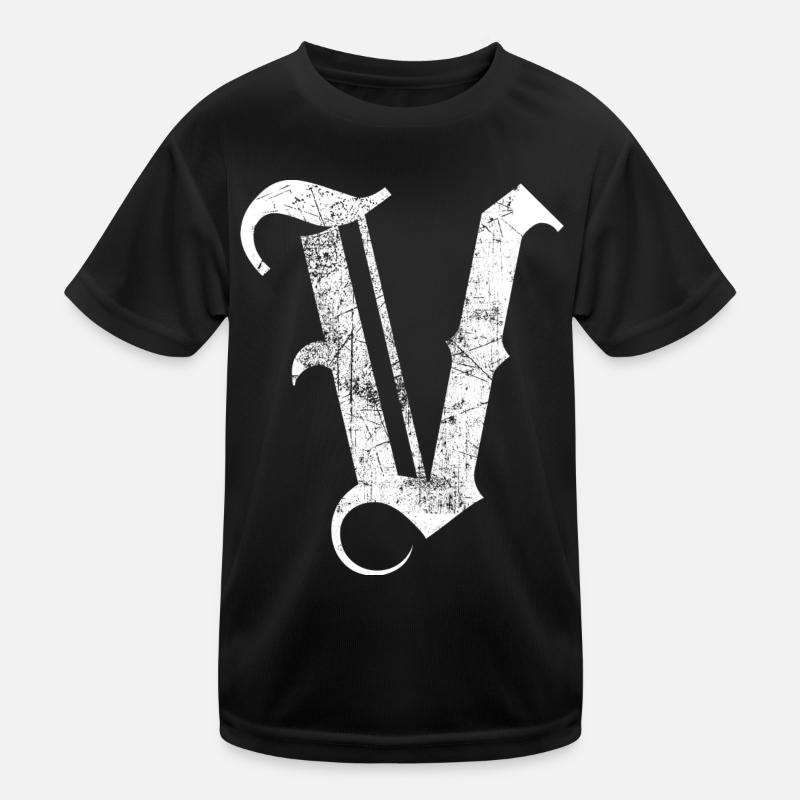 Tshirt alphabet initial V Kids Functional T-Shirt