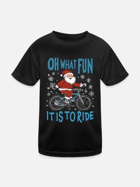 SANTA CLAUS BICYCLE FUNNY CHRISTMAS GIFT - Kids Functional T-Shirt - black - Front