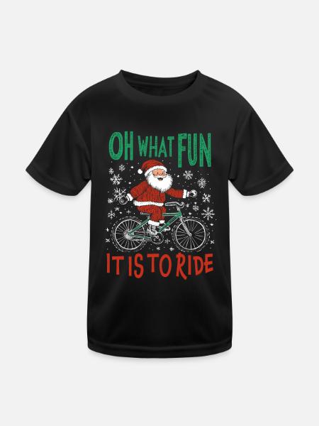 WEIHNACHTSMANN FAHRRAD LUSTIGES WEIHNACHTSGESCHENK - Kinder Funktions-T-Shirt - Schwarz - Vorne