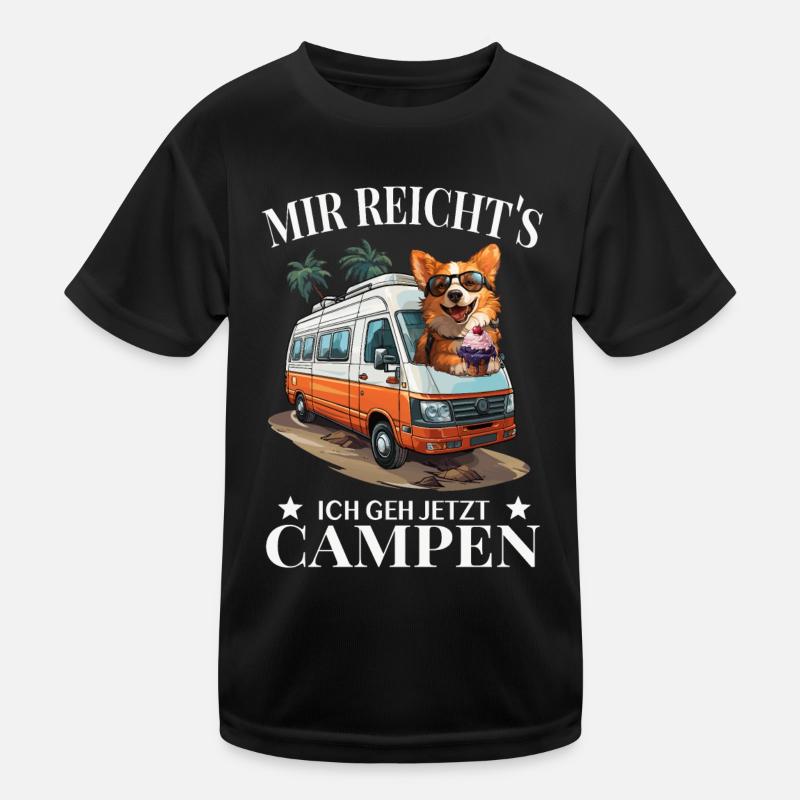 Camping - Kinder Funktions-T-Shirt - Schwarz