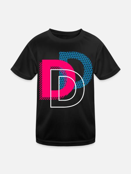 Lettre initiale D - T-shirt sport Enfant - noir - Devant