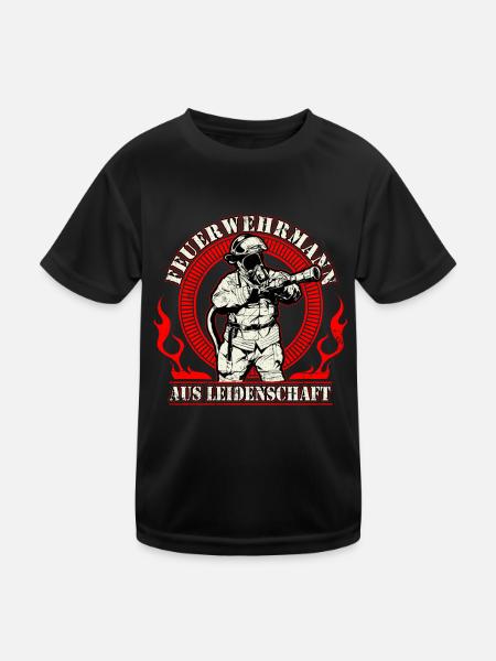 Feuerwehrmann Aus Leidenschaft Feuerwehr - Kinder Funktions-T-Shirt - Schwarz - Vorne