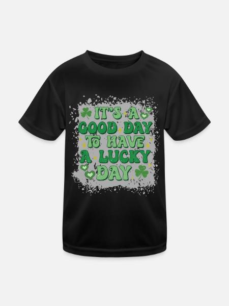 It's a good day to have a lucky day - Kids Functional T-Shirt - black - Front