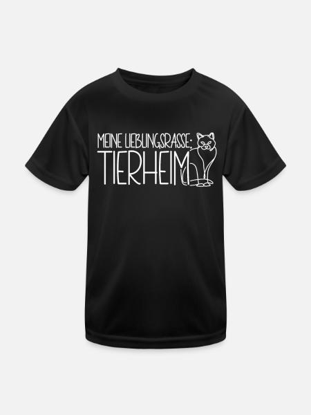 Tierschutz Katze Meine Lieblingsrasse Tierheim - Kinder Funktions-T-Shirt - Schwarz - Vorne