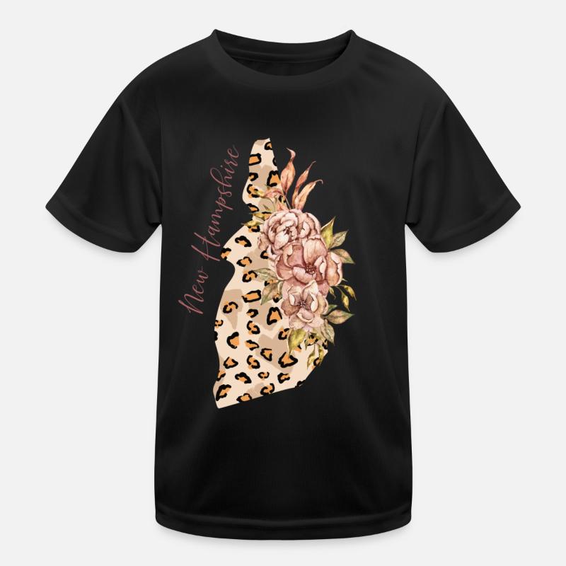 New Hampshire Leopard-muster Karte Leo Kinder Funktions-T-Shirt