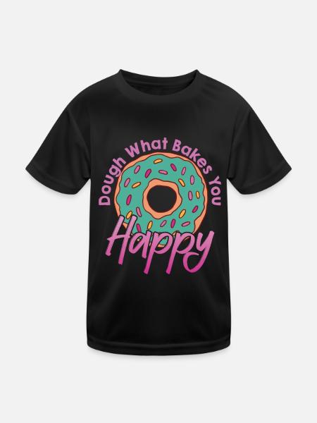 Dough What Bakes You Happy Bäckerei - Kinder Funktions-T-Shirt - Schwarz - Vorne