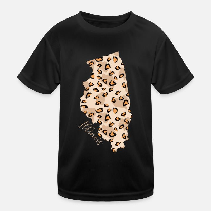 Illinois Leopard-muster Karte Leo State Kinder Funktions-T-Shirt