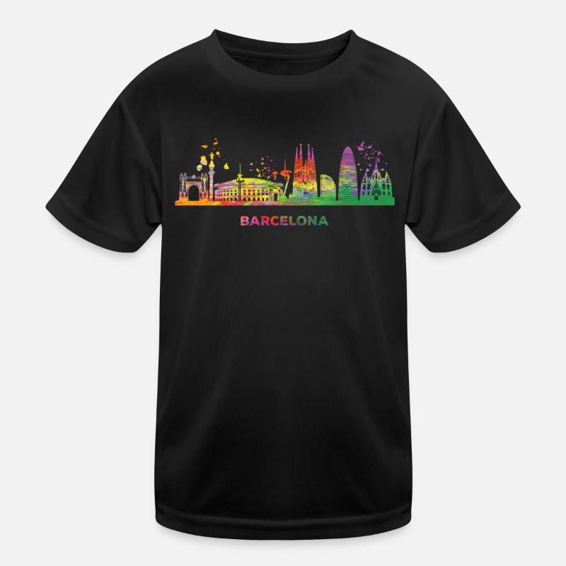 Barcelonische Skyline Barcelona Kinder Funktions-T-Shirt