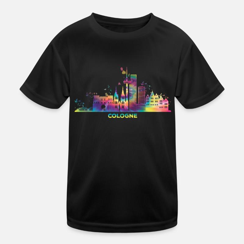 Kölner Skyline Bunt Stadtbild Köln Kinder Funktions-T-Shirt