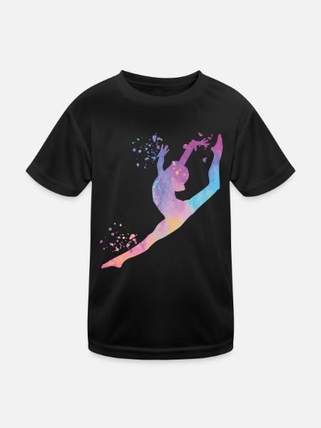 Gymnast with clubs Rhythmic gymnastics - Kids Functional T-Shirt - black - Front