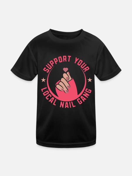 Soutenez votre Nail Gang Nail Tech local - T-shirt sport Enfant - noir - Devant