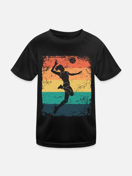 Volleyball Player Retro Beach Volleyball - Kids Functional T-Shirt - black - Front