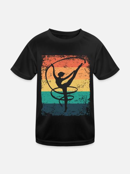 Gymnaste Gymnaste Gymnastique Rythmique Rétro - T-shirt sport Enfant - noir - Devant