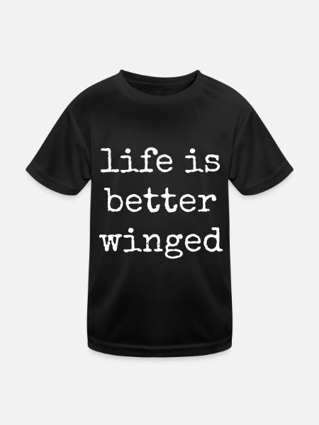 Wing Foil Wingsurfing Foil Wing - Kinder Funktions-T-Shirt - Schwarz - Vorne