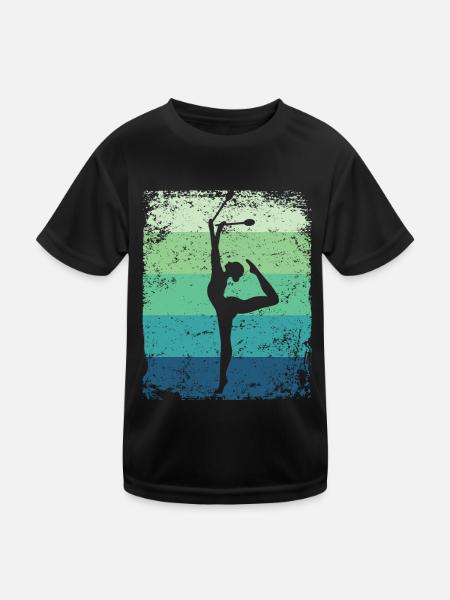 Gymnast Legs Retro Rhythmic Gymnastics - Kids Functional T-Shirt - black - Front