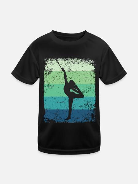 Gymnaste Baton Gymnastique Rythmique Rétro - T-shirt sport Enfant - noir - Devant
