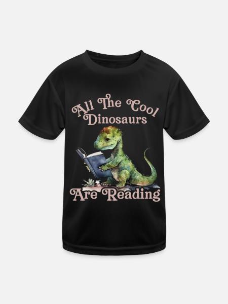 Alle Coolen dinosaurier Lesen Kids - Kinder Funktions-T-Shirt - Schwarz - Vorne