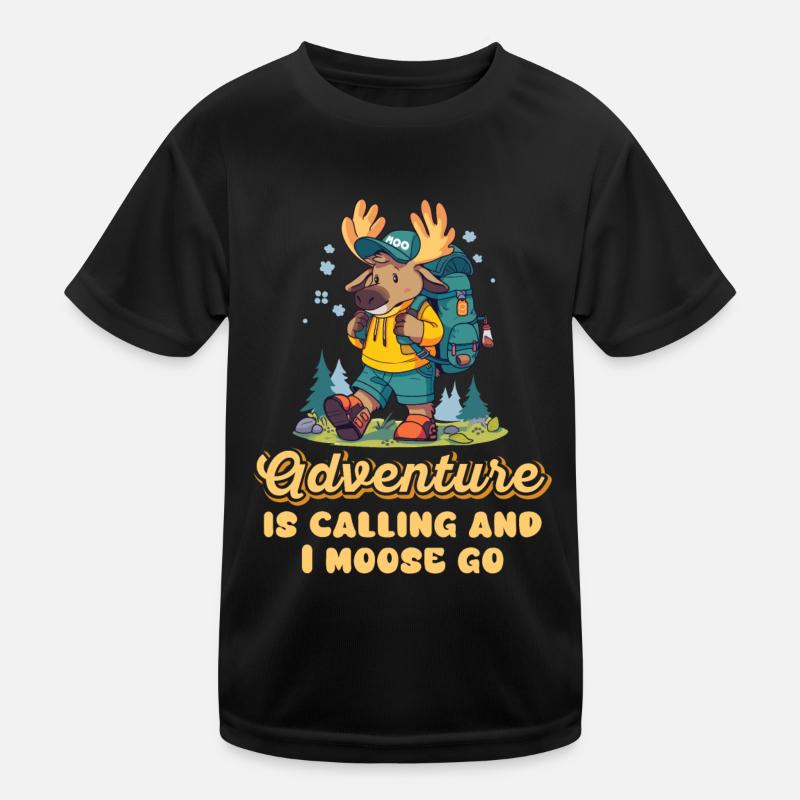 Adventure Is Calling Kinder Cute Moose Kinder Funktions-T-Shirt