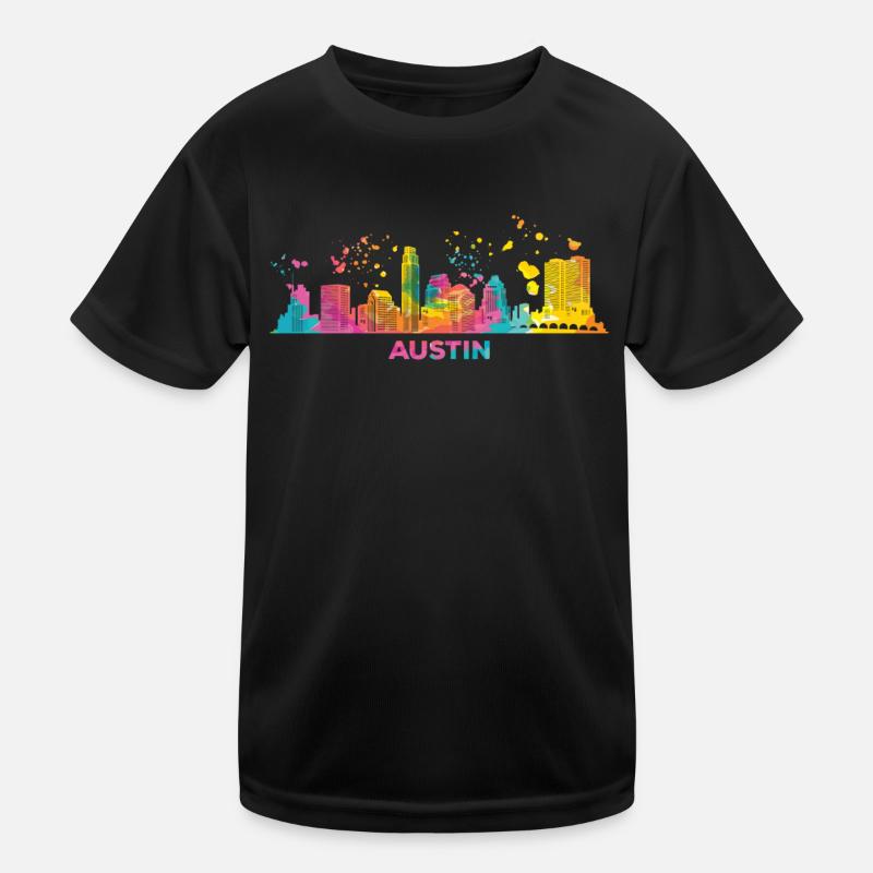 Austinites Aquarell Skyline Austin Kinder Funktions-T-Shirt
