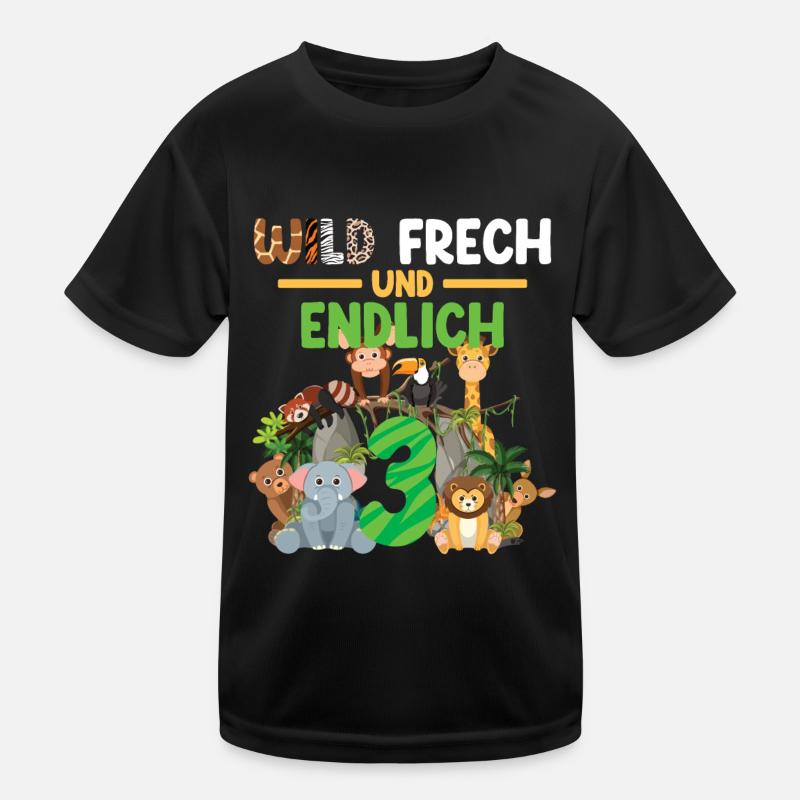 Wild Frech Und Endlich 3 Kindergeburtstag Kinder Funktions-T-Shirt