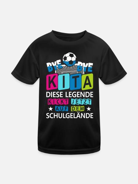 Einschulung Schulkind Kindergarten Kita Geschenk - Kinder Funktions-T-Shirt - Schwarz - Vorne