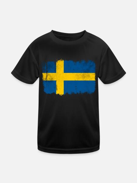 Swedish flag - Kids Functional T-Shirt - black - Front