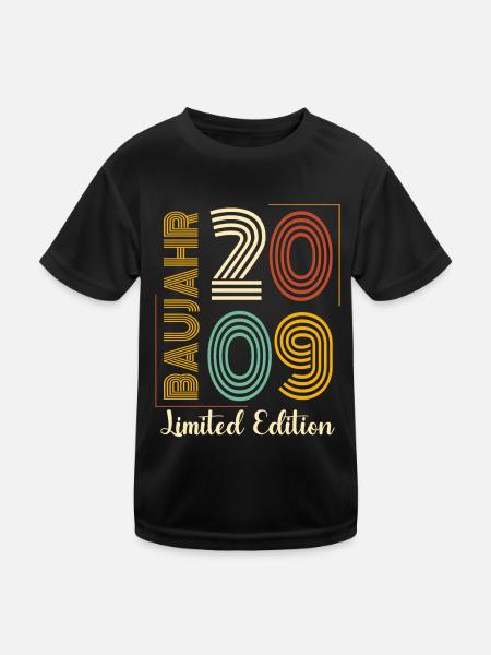 Baujahr 2009 - Kinder Funktions-T-Shirt - Schwarz - Vorne