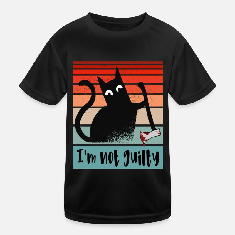Ich bin unschuldig, Katze mit blutiger Axt Kinder Funktions-T-Shirt