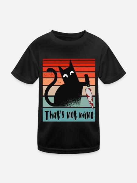 Das gehört mir nicht, Unschuldige Katze mit Messer - Kinder Funktions-T-Shirt - Schwarz