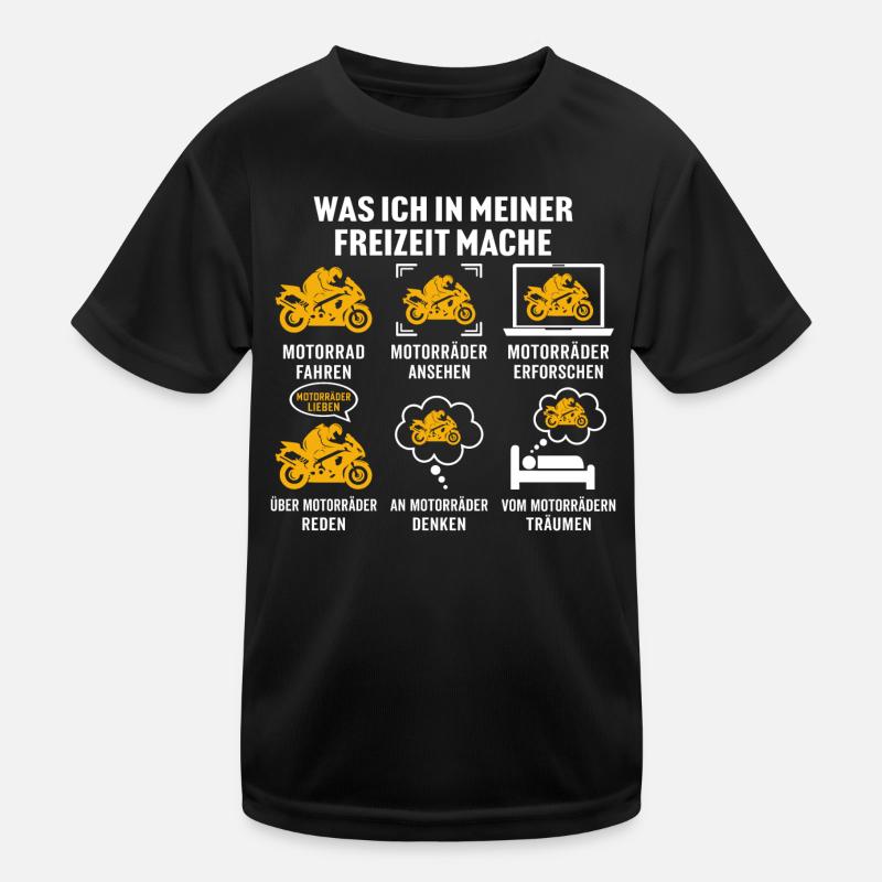 Was ich in meiner freizeit mache motorrad Kinder Funktions-T-Shirt