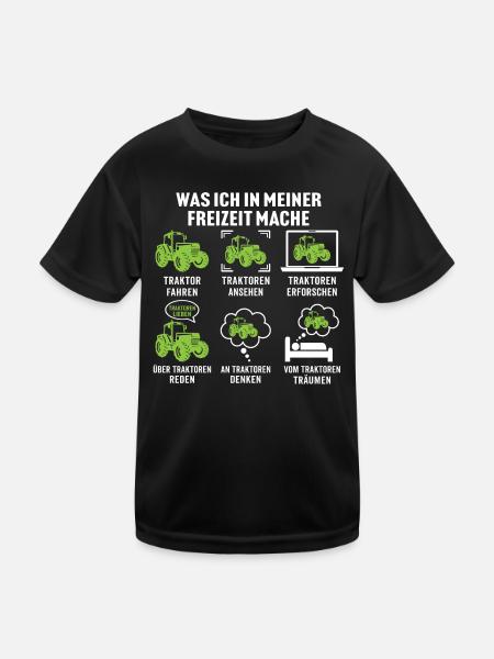 Was ich in meiner freizeit mache traktor trecker - Kinder Funktions-T-Shirt - Schwarz - Vorne