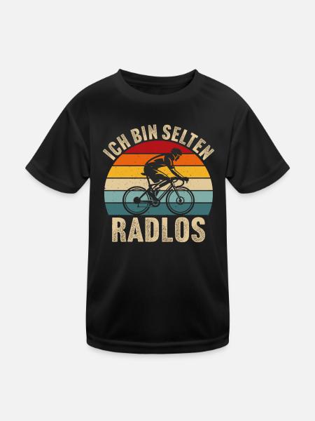 Ich bin selten radlos t-shirt fahrradfahrer - Kinder Funktions-T-Shirt - Schwarz - Vorne
