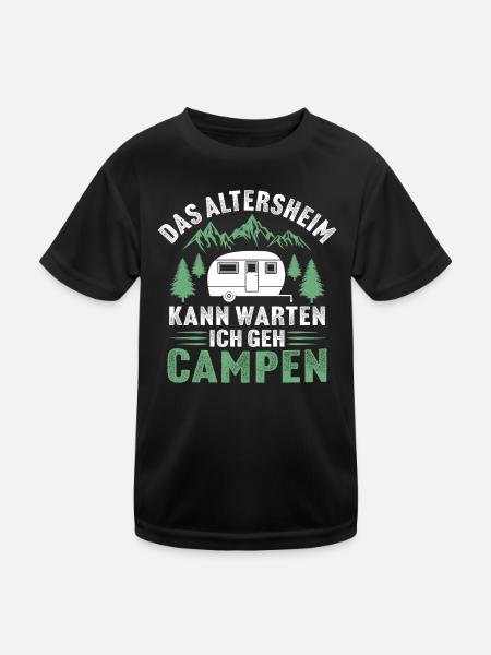 das altersheim kann warten ich geh campen - Kinder Funktions-T-Shirt - Schwarz - Vorne