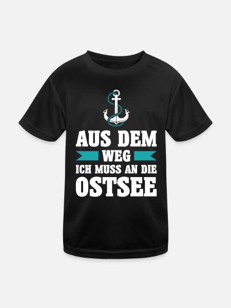 Ostsee Moin Meer See Urlaub Norden Anker Geschenk - Kinder Funktions-T-Shirt - Schwarz - Vorne