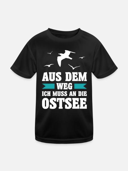 Ostsee Moin Meer See Urlaub Norden Möwen Geschenk - Kinder Funktions-T-Shirt - Schwarz - Vorne