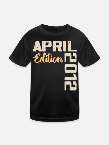 Geburtstag 12 Jahre April 2012 Geburtstagsgeschenk - Kinder Funktions-T-Shirt - Schwarz - Vorne